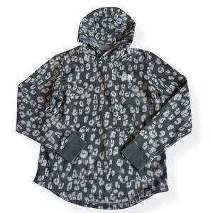 The North Face Girls Grey Leopard Print Camp Fleece Hoodie